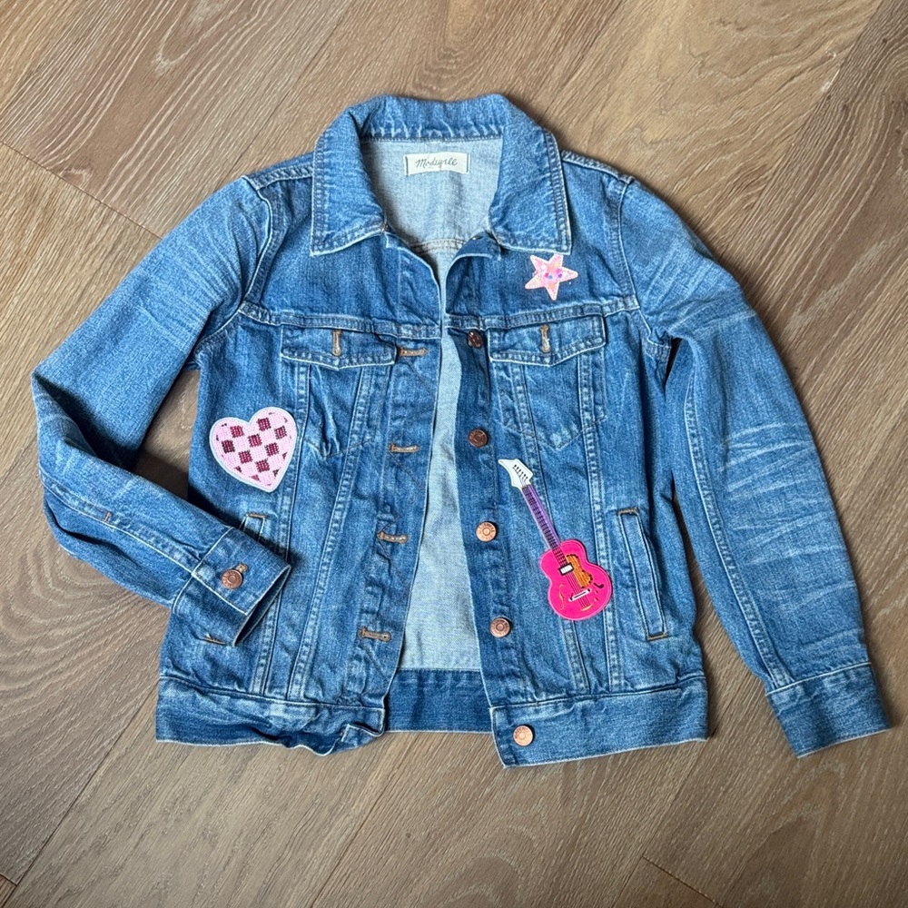 Madewell Blue Denim Jacket with Taylor Swift Patches + Back